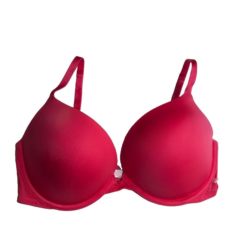 Victoria’s Secret Red Pink Padded Push Up Bra Size 34DD Good Adjustable